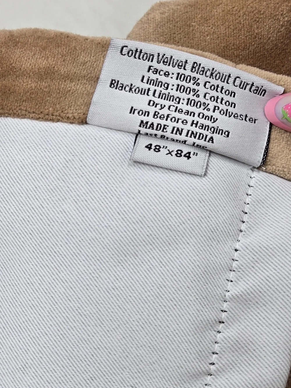 NWT QUINCE 1 48x84 Cotton Velvet True Blackout Curtain Camel 9263